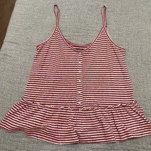 Ruffle stripped button up cami